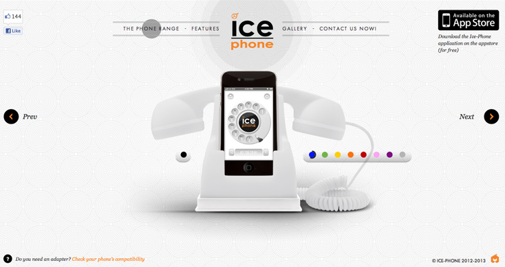 Ice-phone ( 25 Animated home page web design examples )